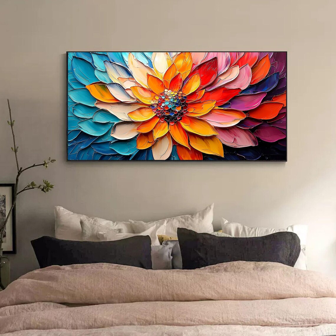 Custom 3D Blooming Flower Oil Painting Wall Art - Image 4