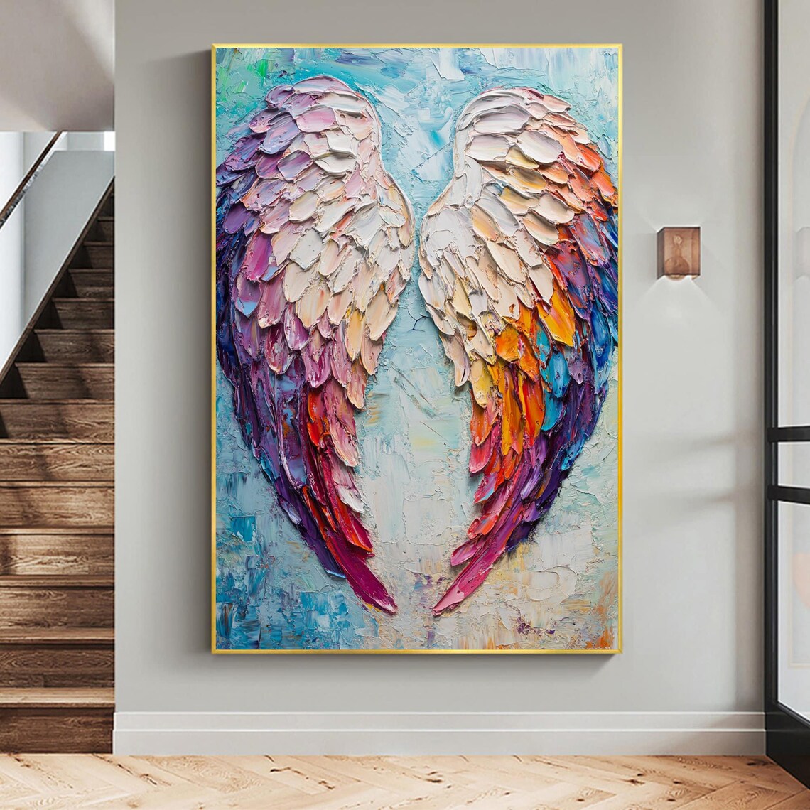 Abstract Angel Wing Oil Painting, Modern Boho Art Print - Image 2