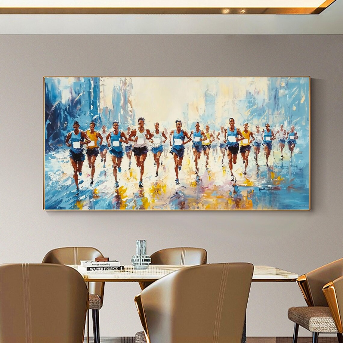 City Marathon Race Runners Pack Motion Abstract Sports Painting Poster - Image 2