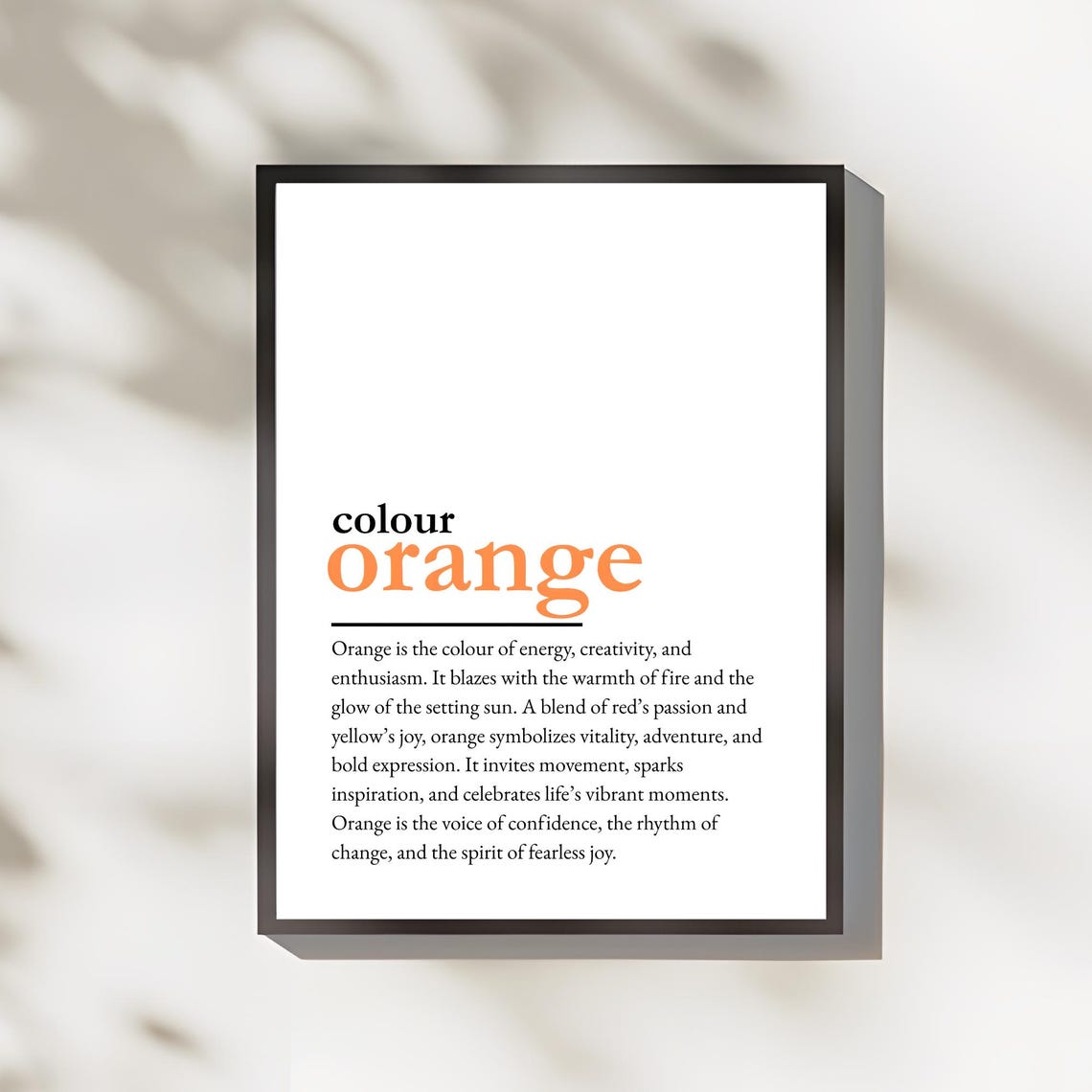 Orange Colour Definition Dictionary Style Minimalist Wall Poster
