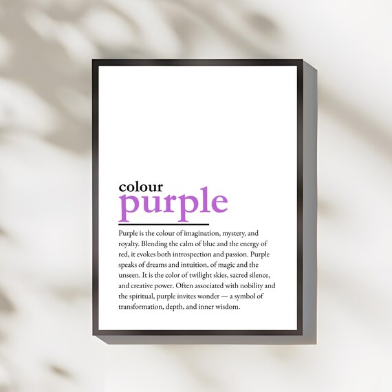 Colour Purple Word Definition Meaning Text Minimalist Decor Poster