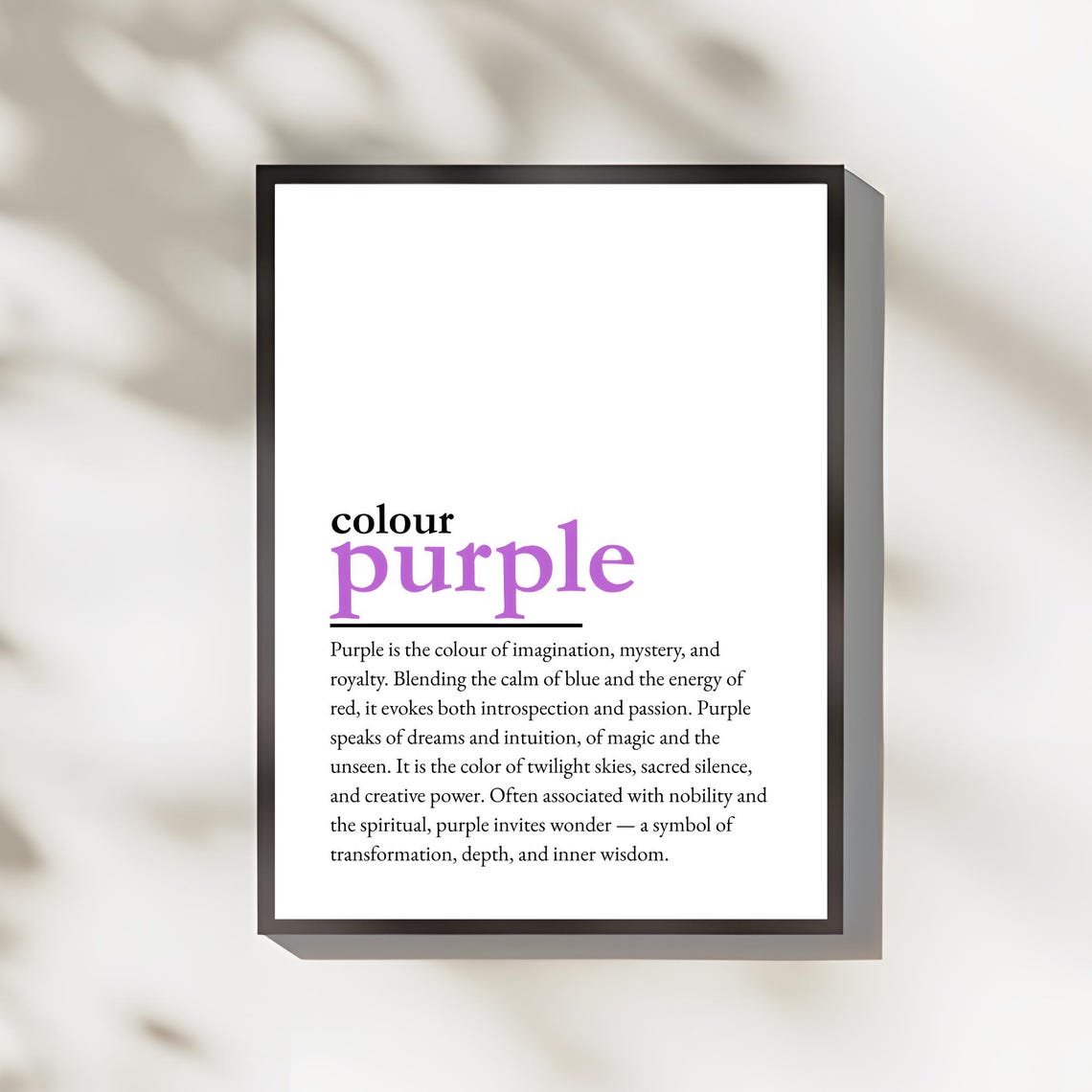 Colour Purple Word Definition Meaning Text Minimalist Decor Poster