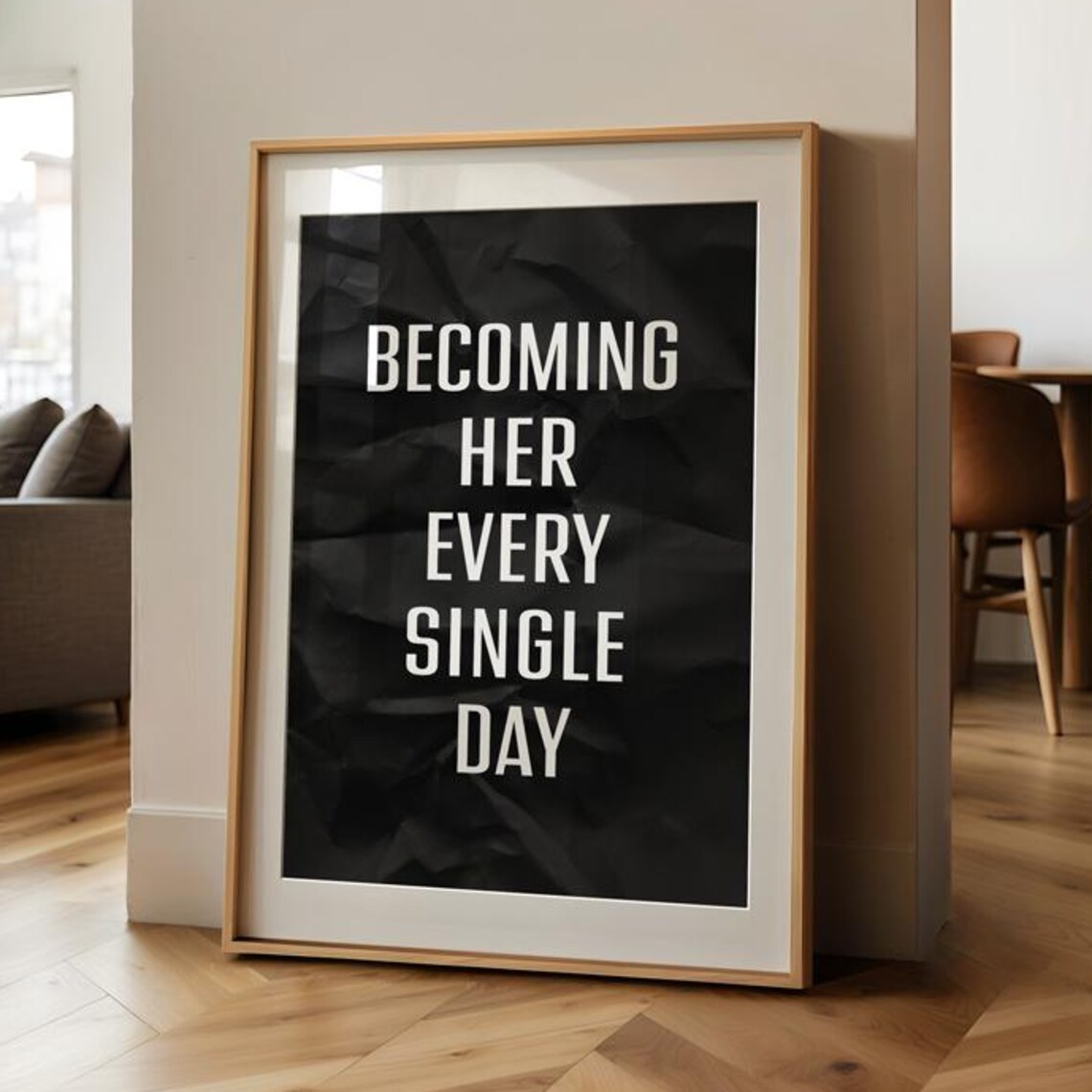 Becoming Her Every Single Day Bold Black Feminist Empowerment Poster