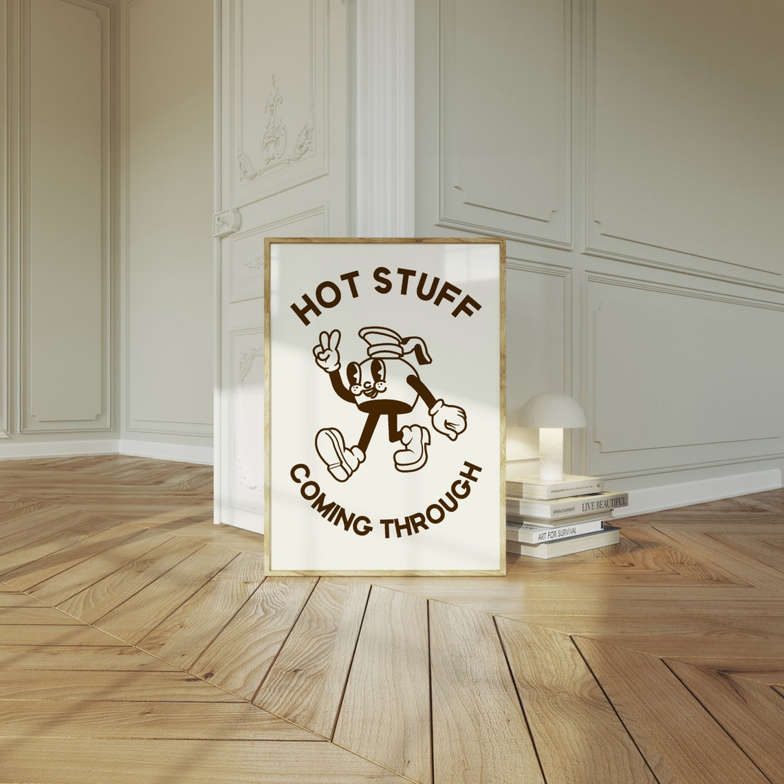 Hot Stuff Coming Through Brown Retro Coffee Pot Mascot Poster - Image 2
