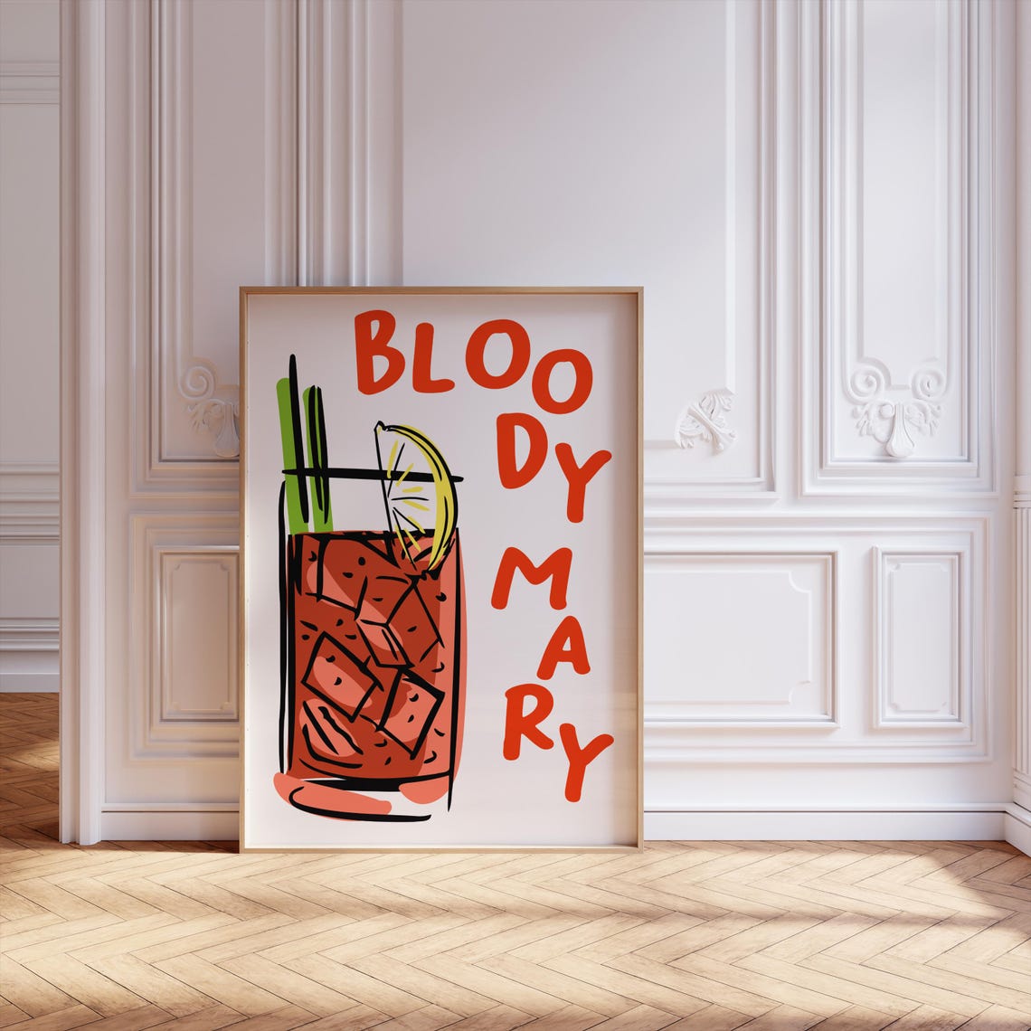 Bloody Mary Arched Red Typography Brunch Cocktail Bar Poster - Image 2