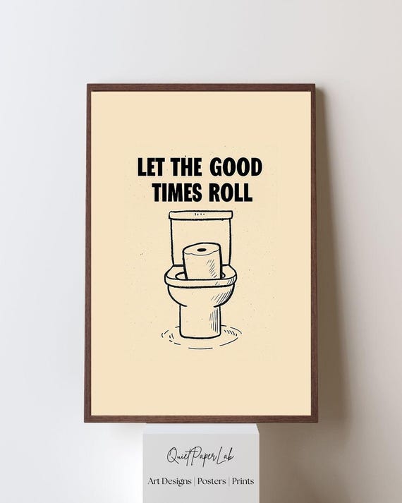 Bathroom Humor Toilet Retro Minimal Funny Wall Art Print Modern Decor Poster Unframed