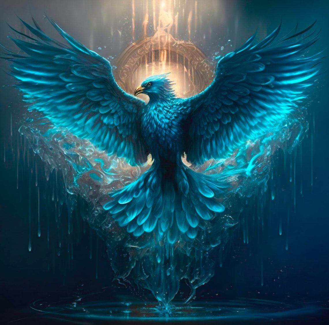 Water Phoenix Fantasy Art Poster