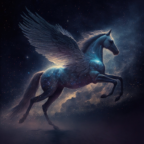 Cosmic Pegasus Surreal Art Print