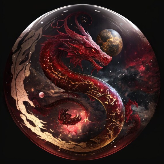 Cosmic Serpents Fantasy Art, Poster Print