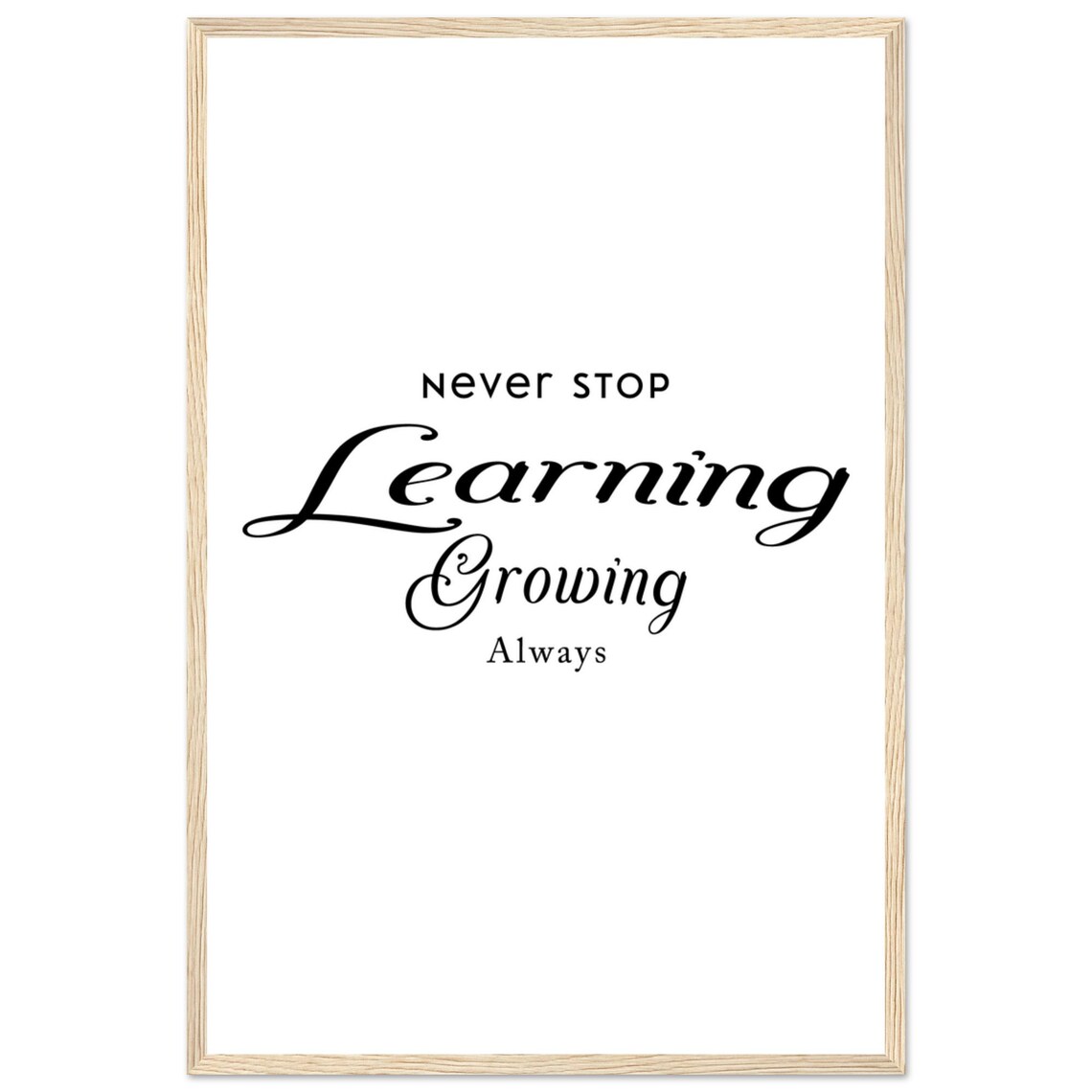 Never Stop Learning Growing Always Sans And Script Quote Poster - Image 4