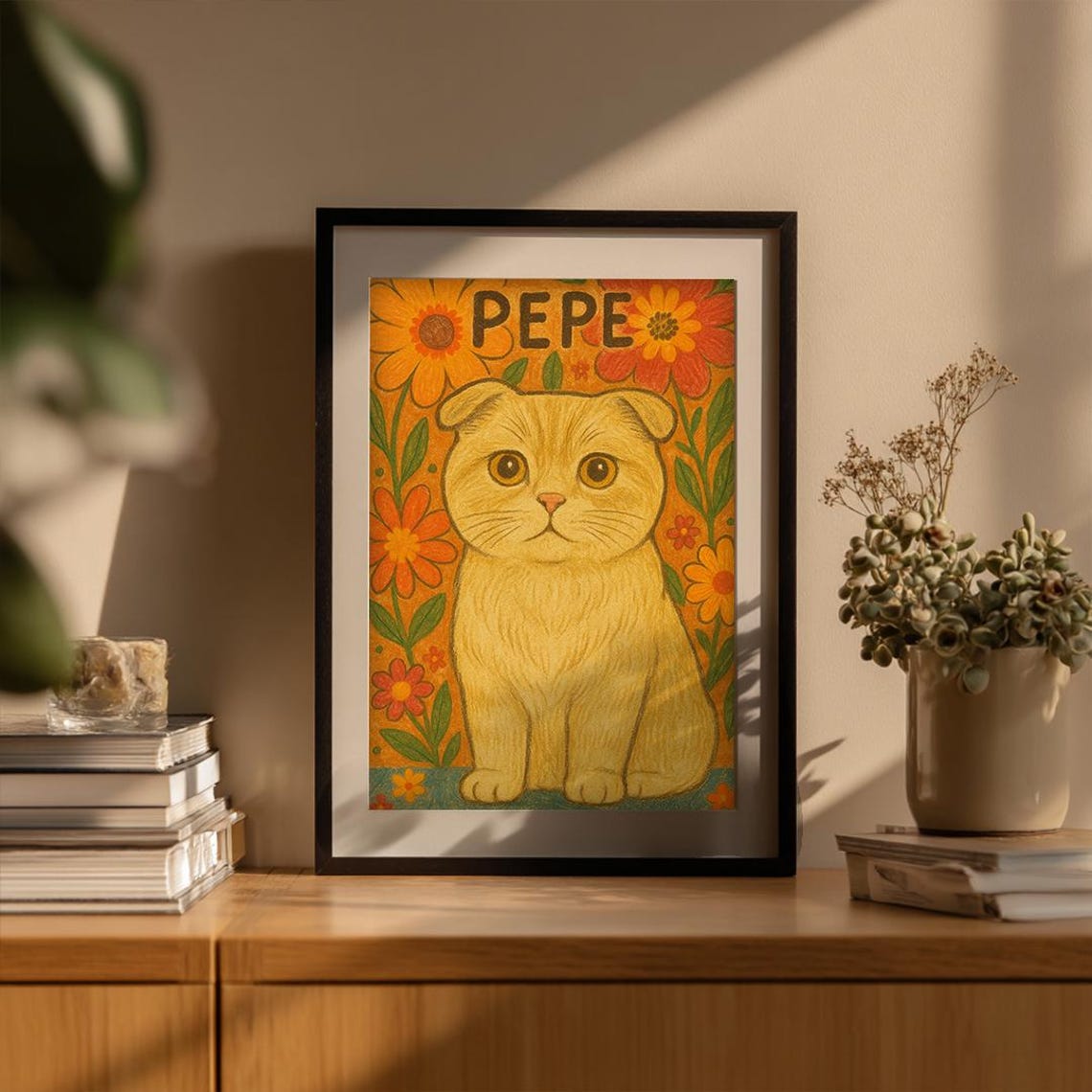 Custom Cat Portrait Cute Poster Personalized Badly Drawn Pet Art Lover Gift Hand Wall Loss Funny - Image 3