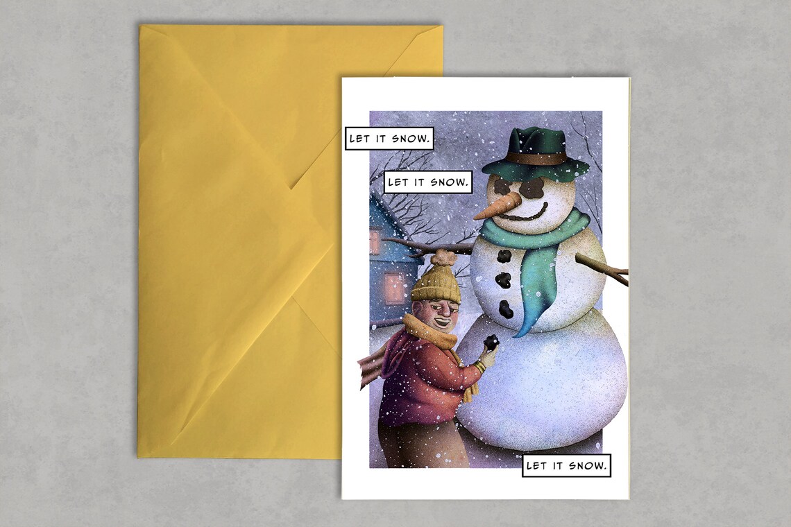 Holiday Snow Greeting Card, Winter Greeting