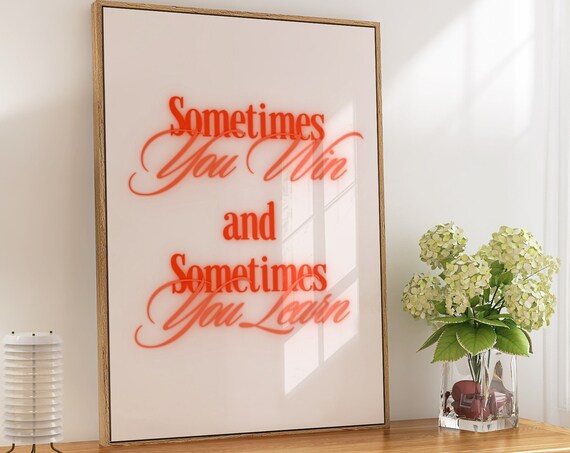 Glowing Red Font Preppy Print Cute Positive Wall Art Minimalistic Trendy Dorm Room Print Motivational Living Room Office Home Decor