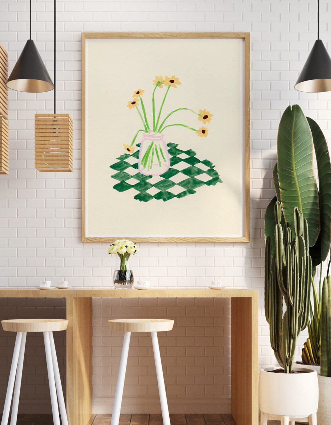 Flowers In A Jar, Modern Retro Kitchen Art Print - Image 3