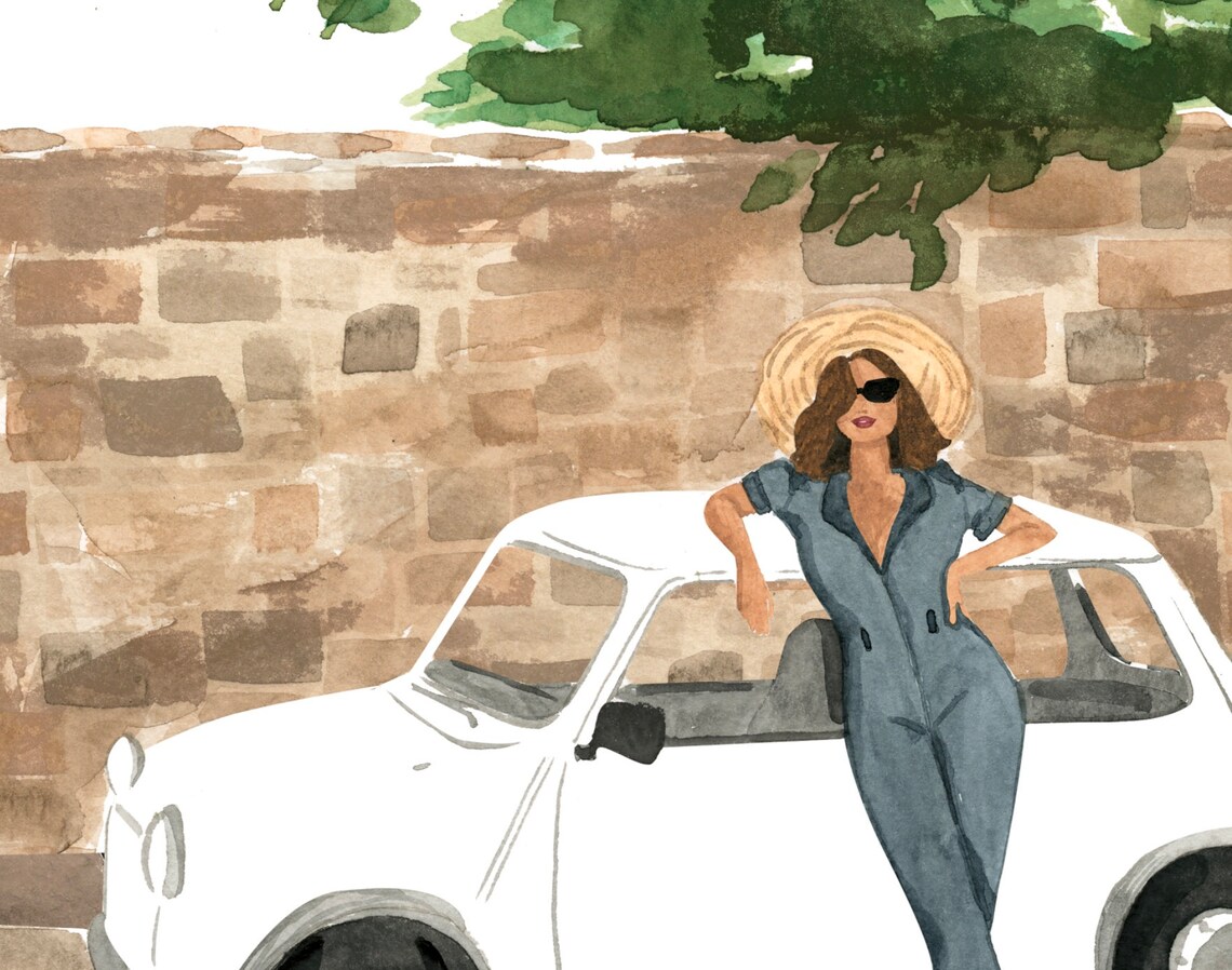 Driving Through Italy Watercolor Travel Poster - Image 3