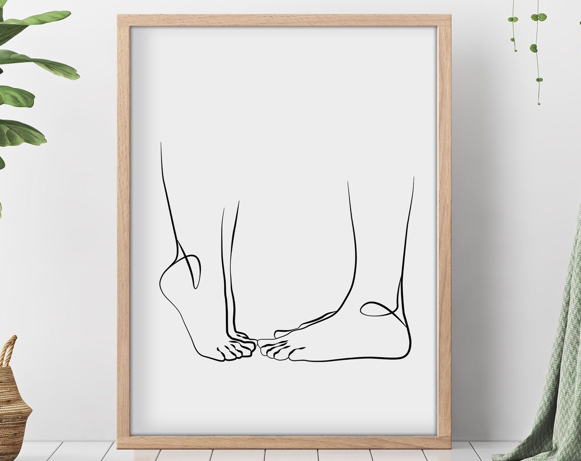 Couple Line Drawing Minimal Art Print, Hands Art