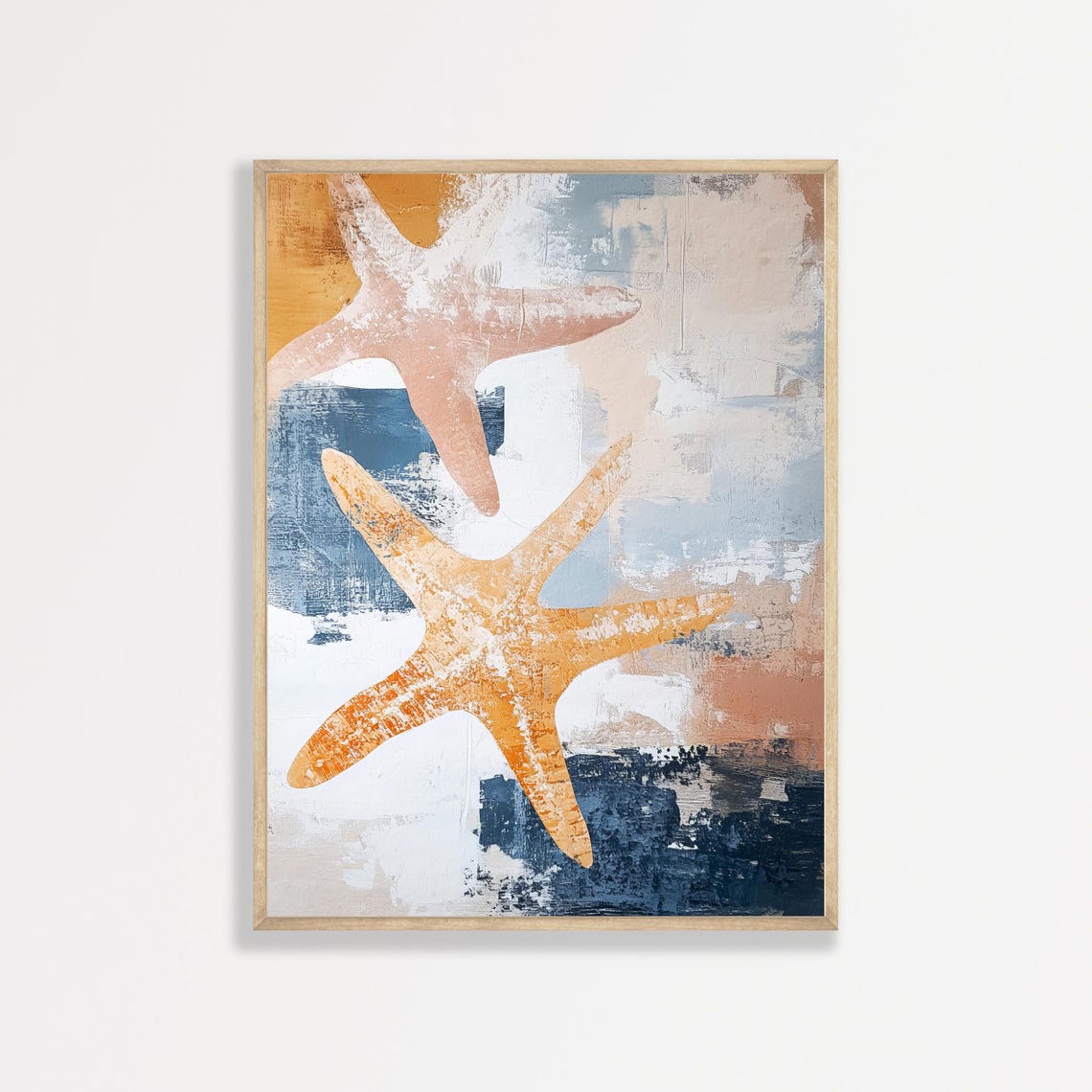 Abstract Starfish Duo Coral Pink Textured Coastal Beach Ocean Poster