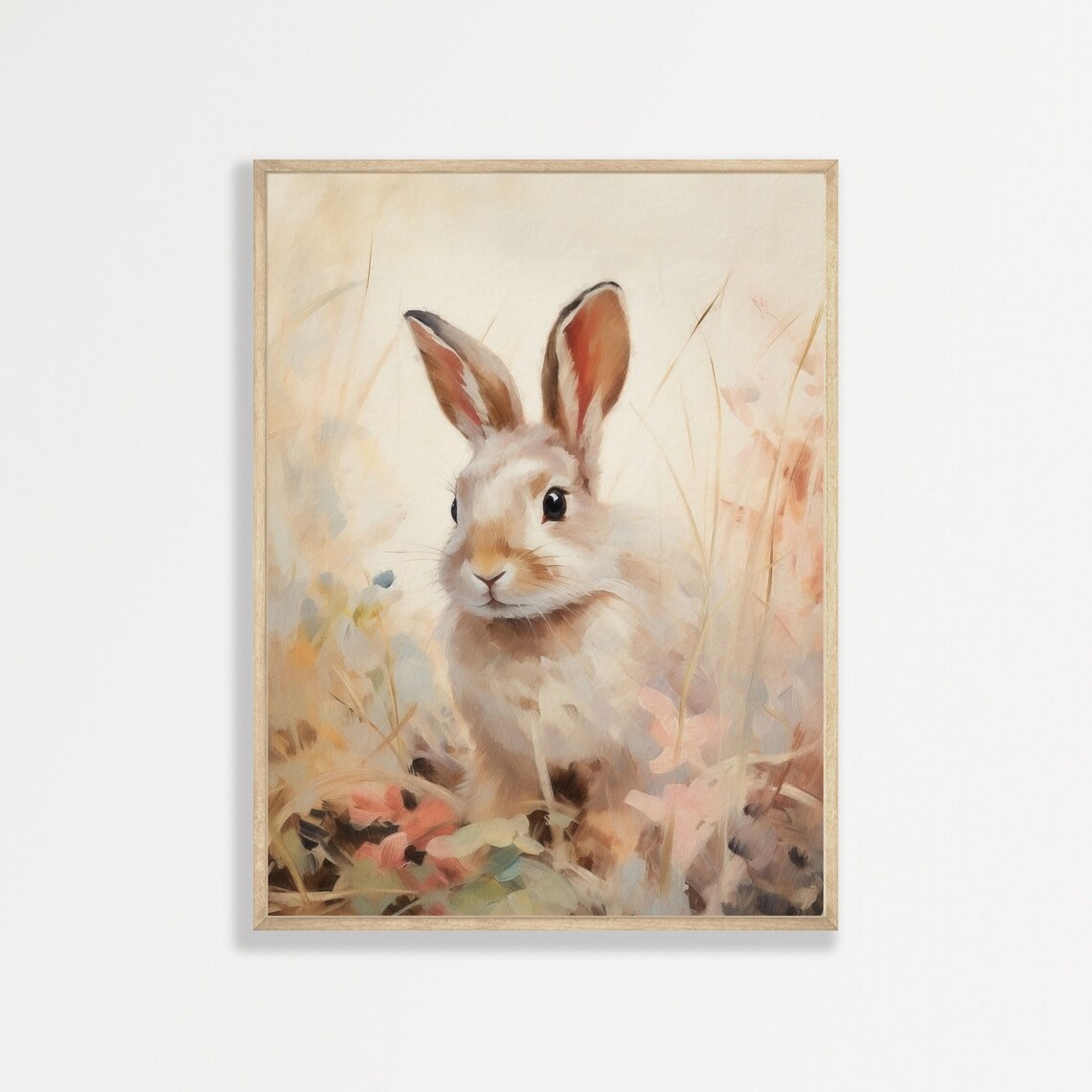 Bunny Rabbit Minimal Retro Nursery Art Poster
