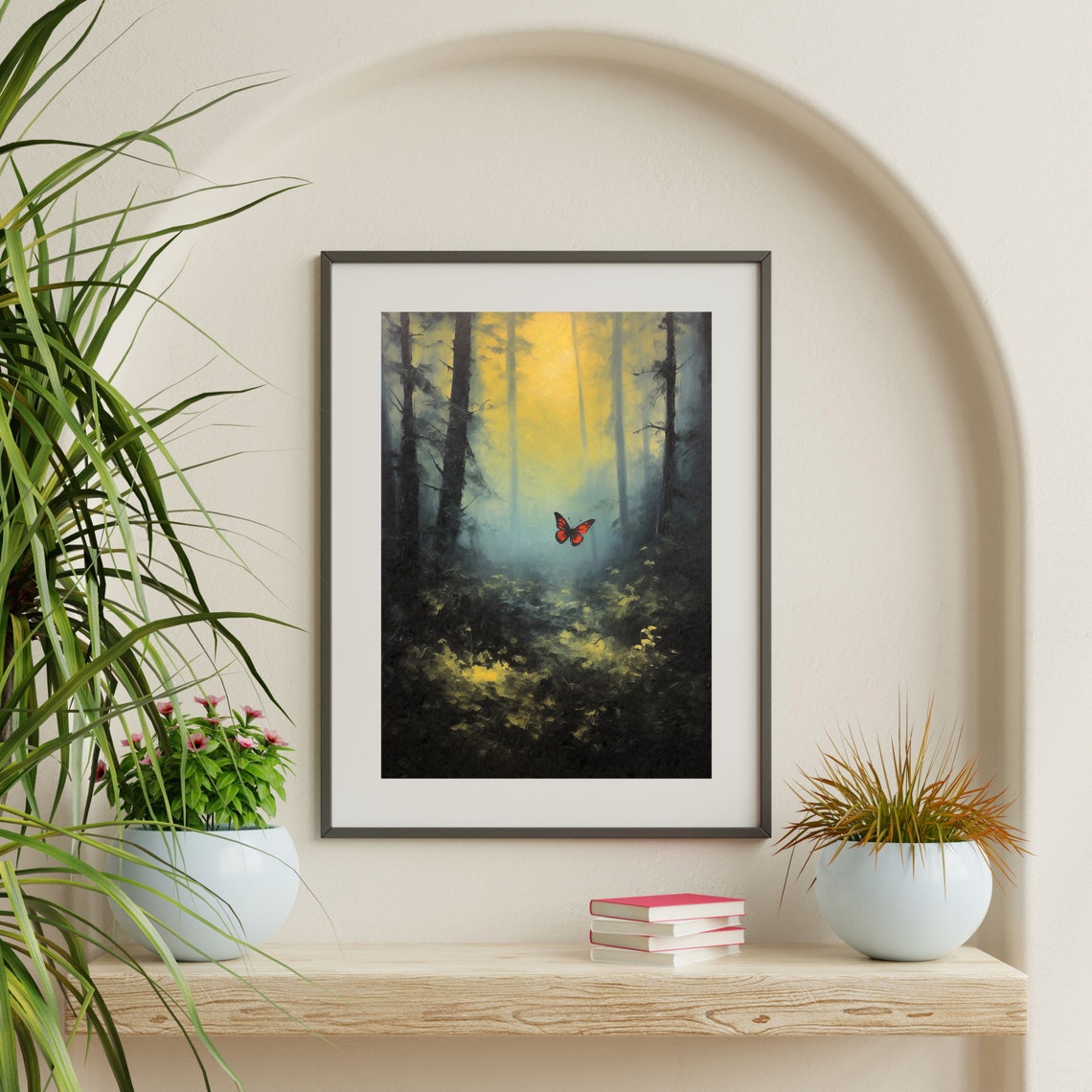 Vintage Butterfly Wall Art Dark Academia Decor Forest Nature Landscape Print P 793 - Image 2
