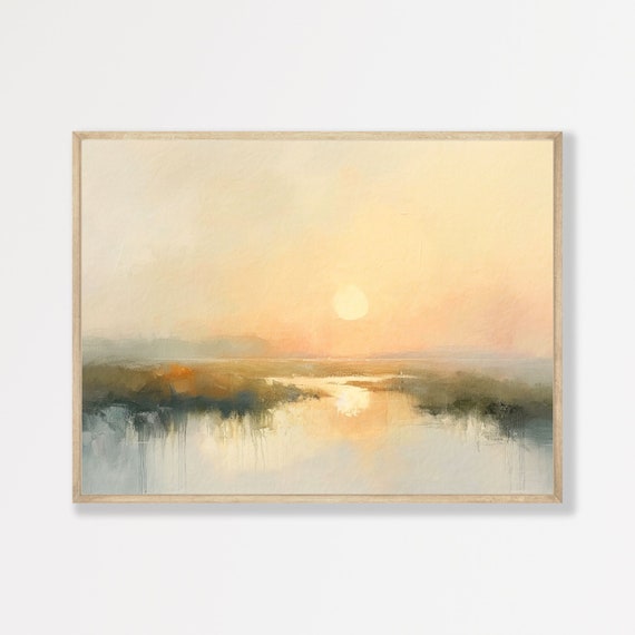 Muted Lake Abstract Landscape, Vintage Art Print