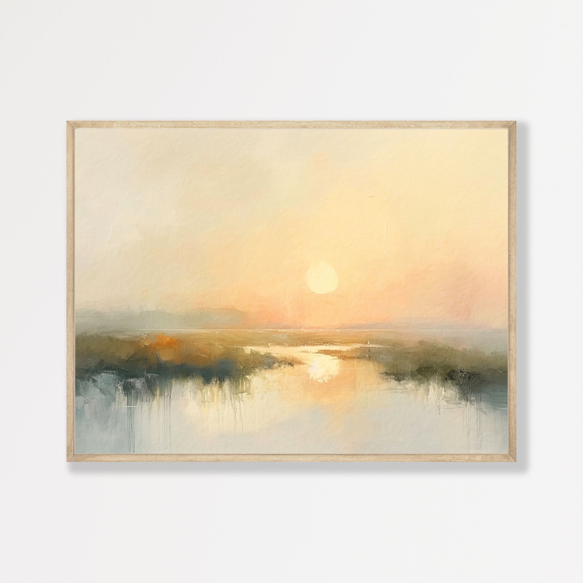 Muted Lake Abstract Landscape, Vintage Art Print