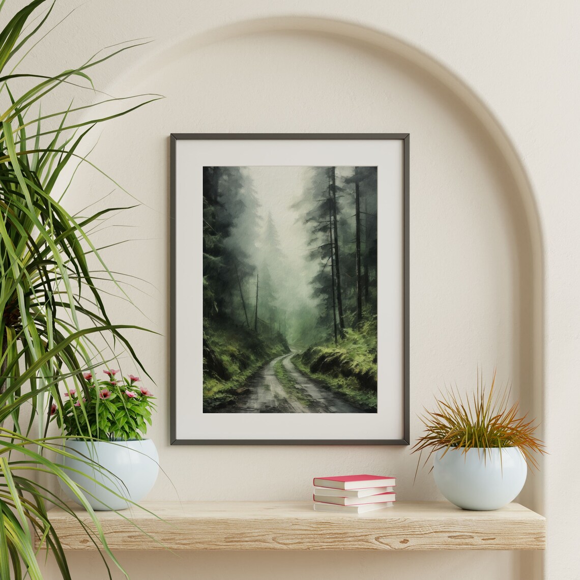 Moody Nature Landscape Painting, Retro Dark Forest Art Print - Image 2