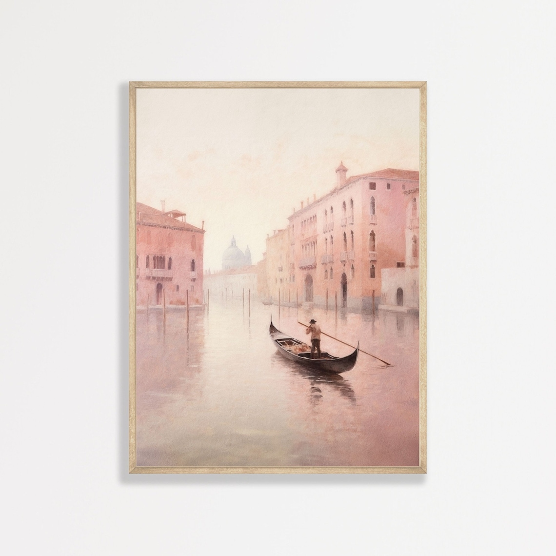 Pink Venice Retro Travel Poster, Italy Wall Art