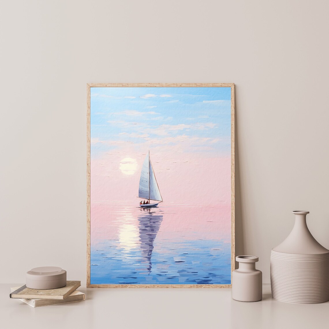 Pastel Sailboat Summer Beach Art Print, Coastal Boho - Image 3