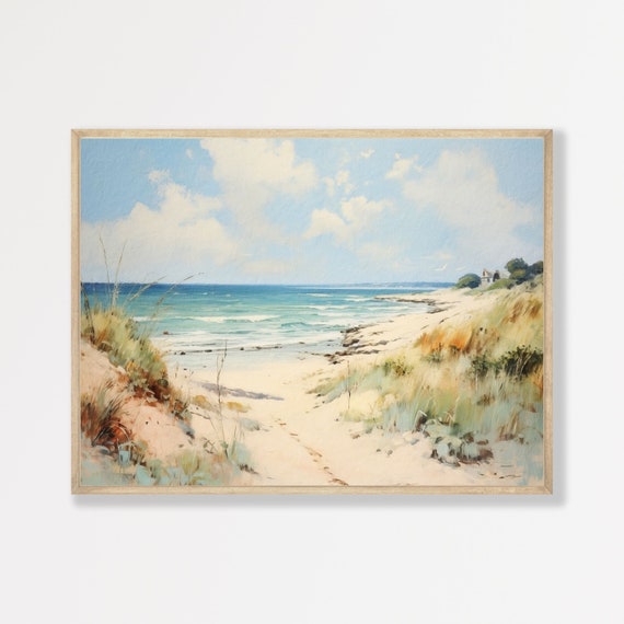 Dunes At The Beach Retro Pastel Coastal Art Print
