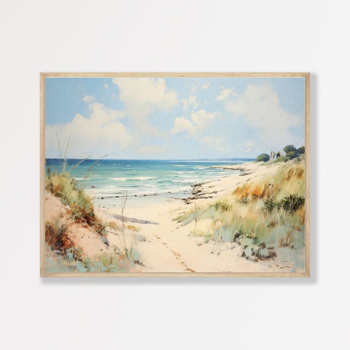 Dunes At The Beach Retro Pastel Coastal Art Print