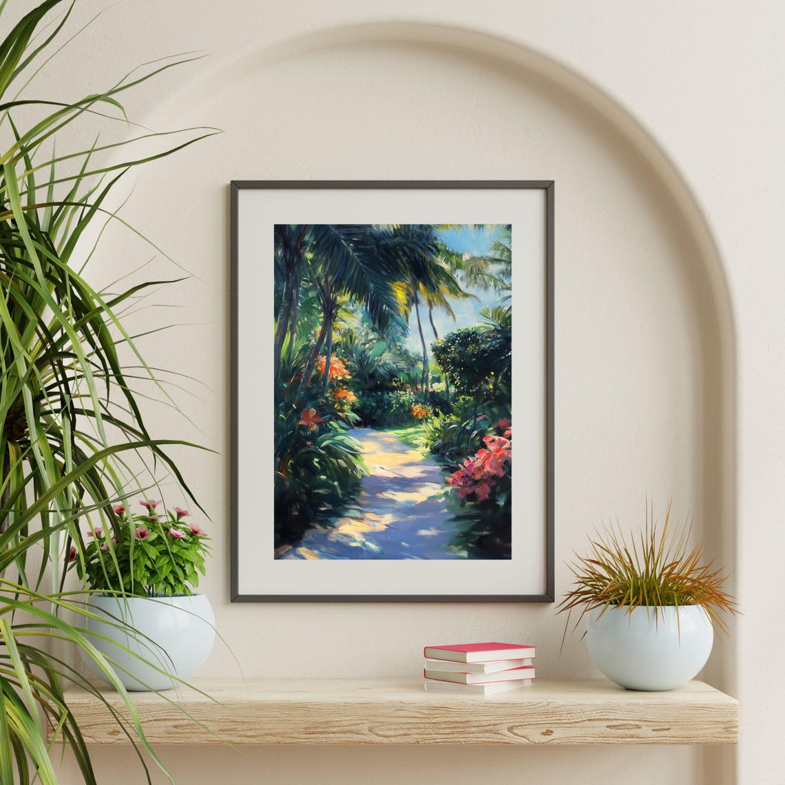 Tropical Jungle Path Palm Trees Lush Garden Sunlight Travel Poster - Image 2