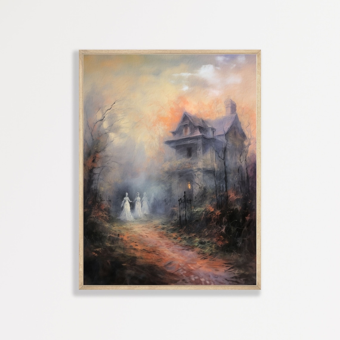 Spooky Mansion Retro Halloween Wall Art Print