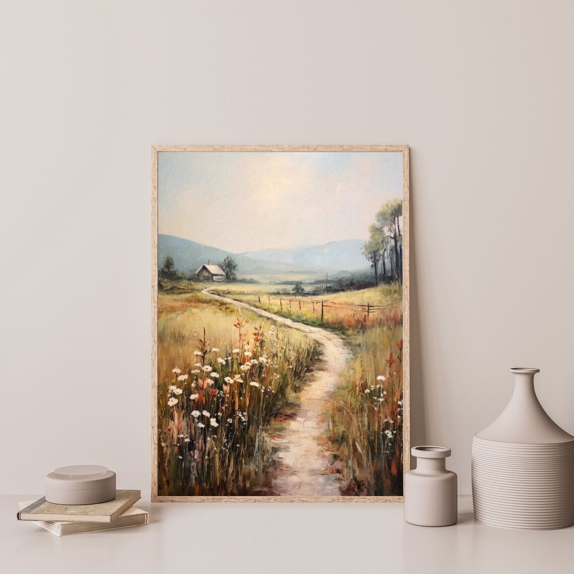 Moody Country Landscape, Vintage Meadow Art Print - Image 3