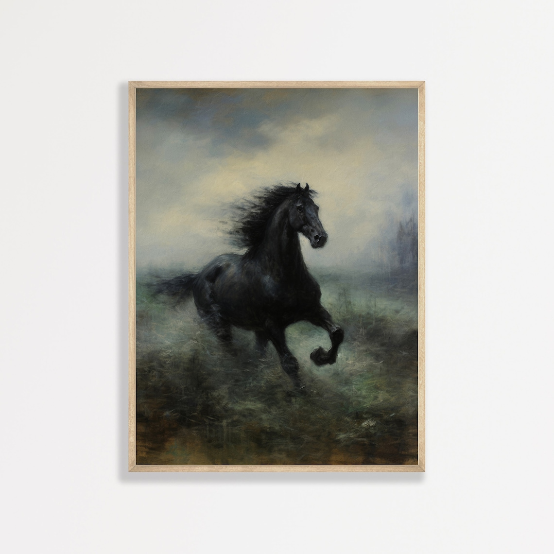 Dark Horse Painting, Moody Equestrian Art Print
