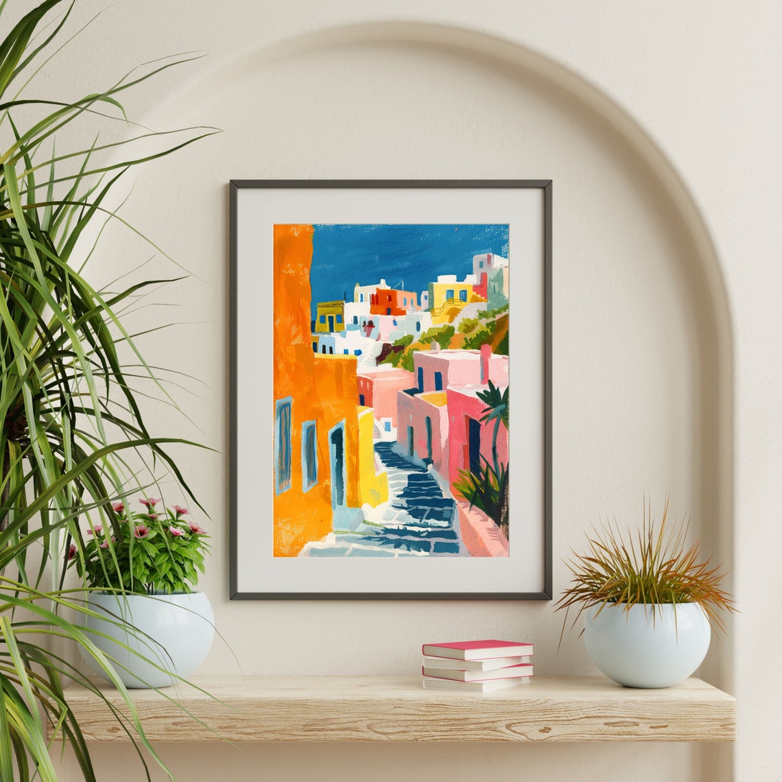 Mykonos Greece Colorful Alley Steps Blue Sky Summer Travel Poster - Image 2