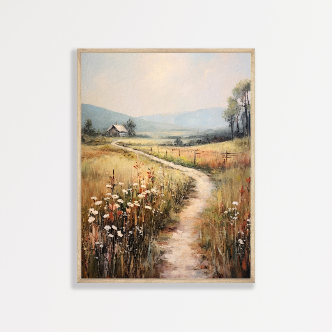 Moody Country Landscape, Vintage Meadow Art Print