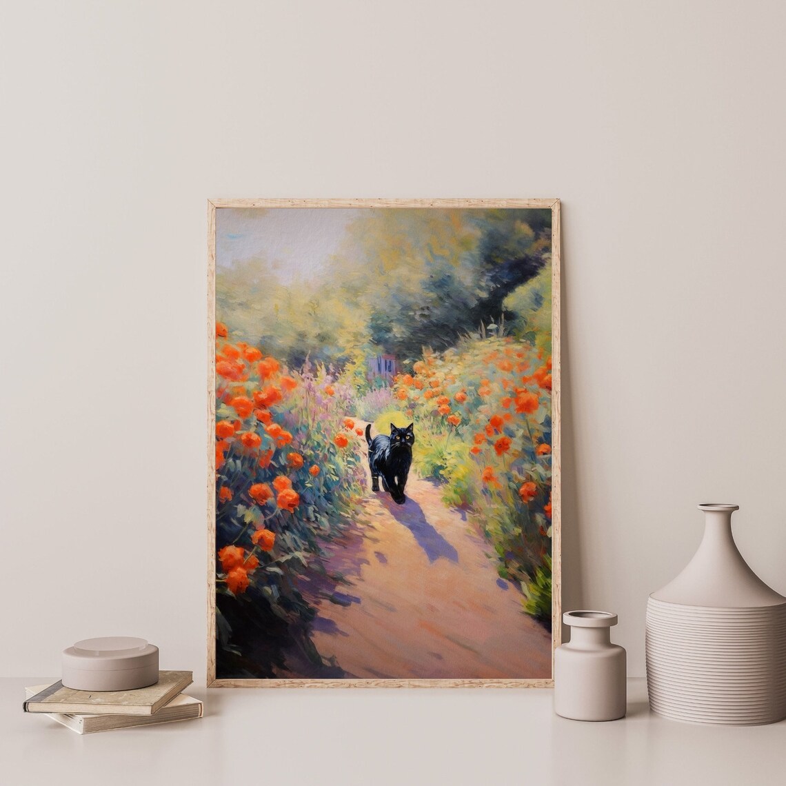 Retro Garden Cat Art Print, Kitchen Wall Decor - Image 3