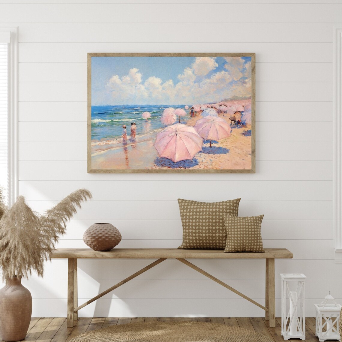 Retro Beach Seascape Art Print, Minimal Pastel Decor - Image 3