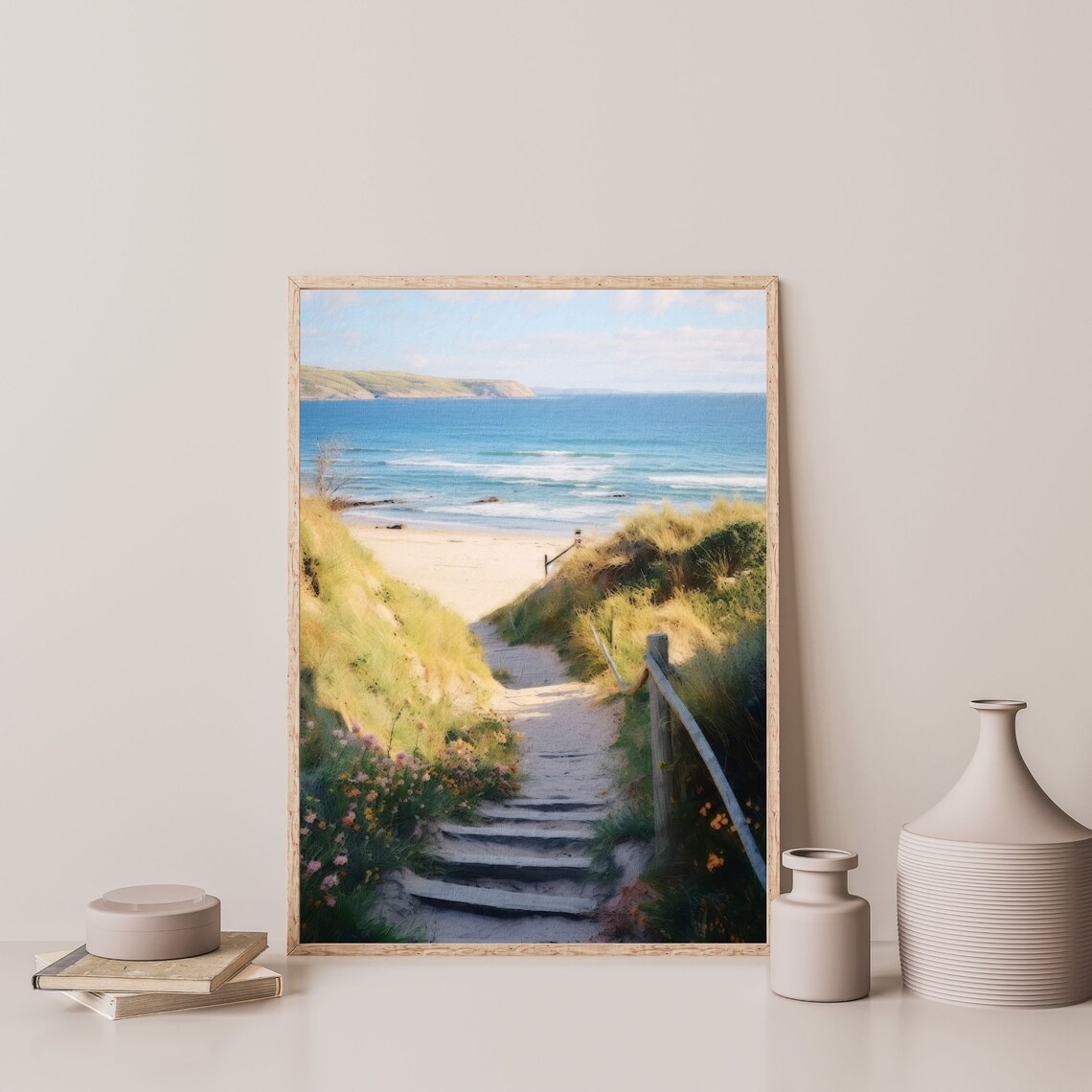Beach Path, Vintage Coastal Oil Painting Print - Image 3