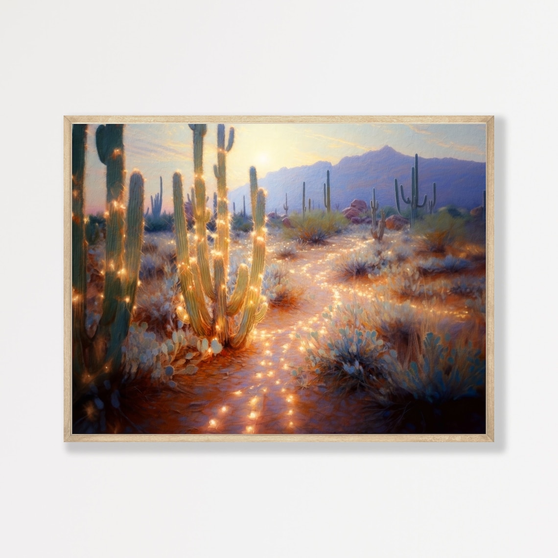 Western Cactus Print, Retro Desert Landscape Art Print