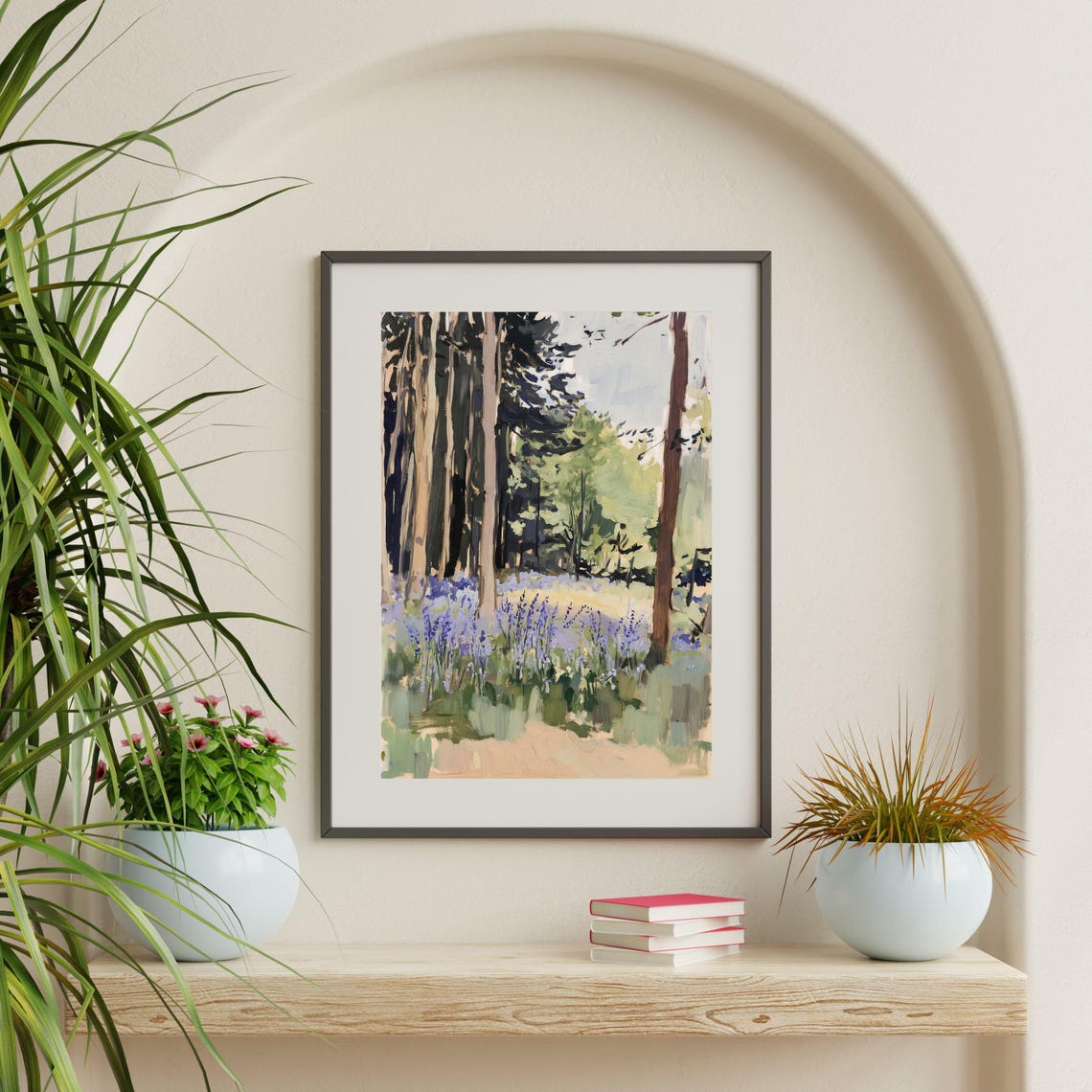 Woodland Forest Lavender Wildflowers Tall Trees Serene Travel Poster - Image 2