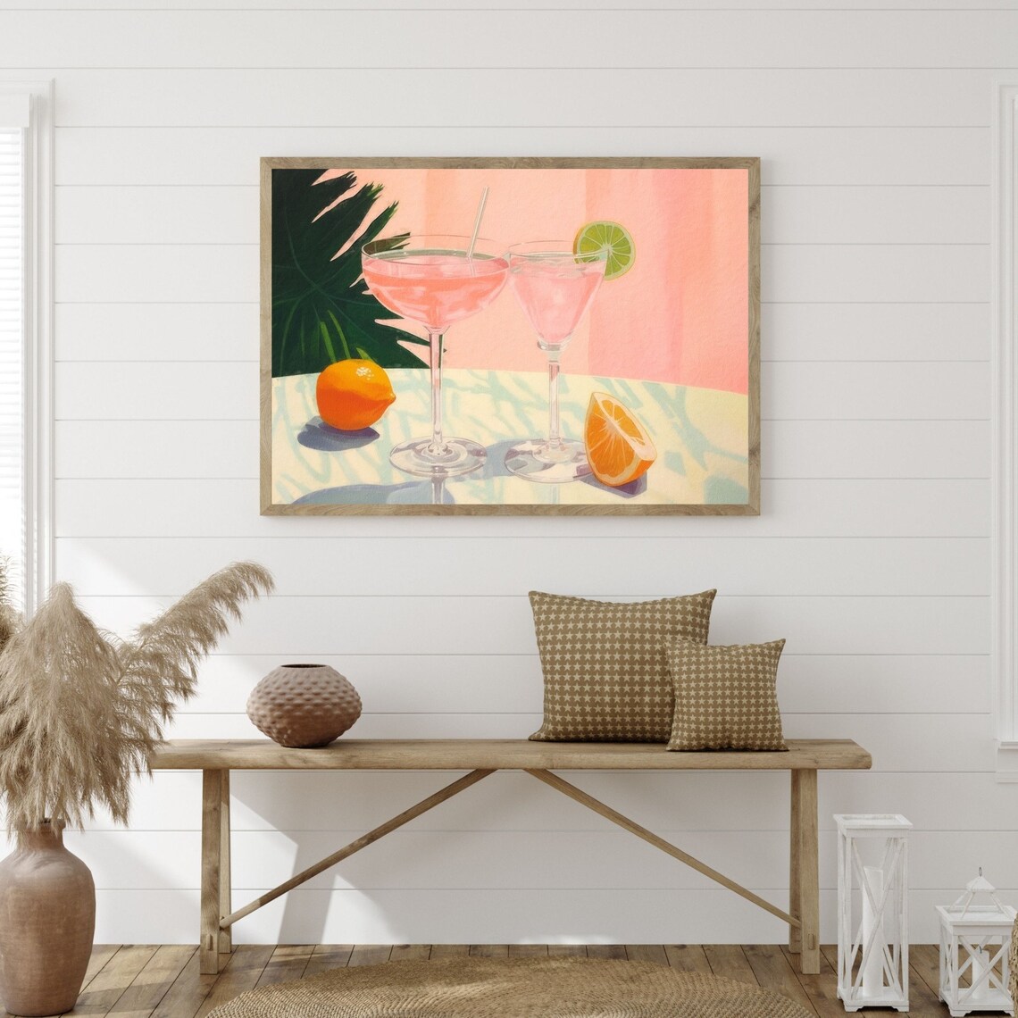 Retro Pink Cocktails Art Print, Preppy Home Decor - Image 3
