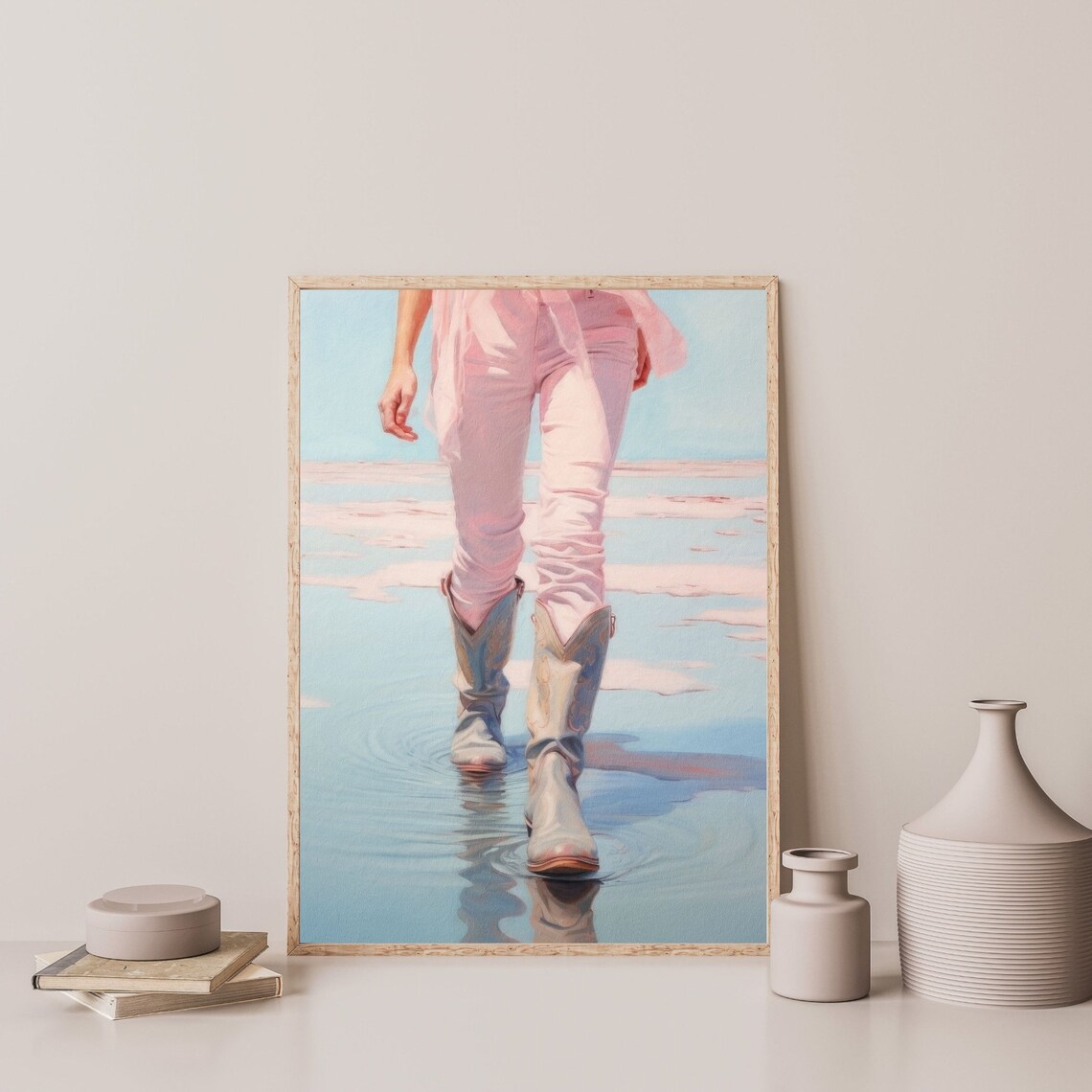Cowgirl Boots Retro Art Print, Girly Country Decor - Image 3