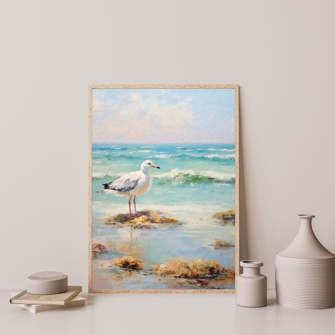 Seagull Painting, Coastal Bird Wall Art Print - Image 3