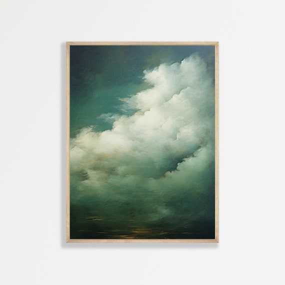 Cloud Wall Print Modern Abstract Wall Art Minimalist Vintage Oil Painting Maximalist Decor Antique Moody Art P 694