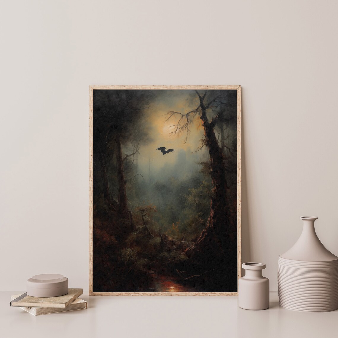 Forest Bat Vintage Nature Landscape, Dark Academia Art Print - Image 3