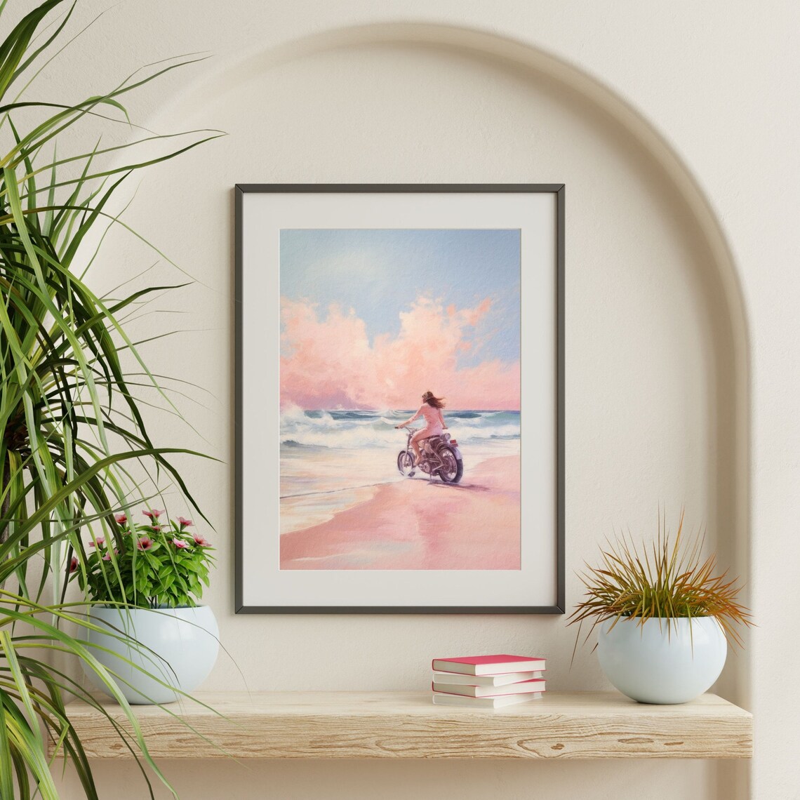 Girly Coastal Retro Beach Seascape, Art Print - Image 2