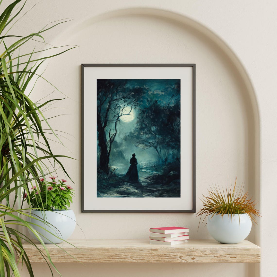 Moonlit Night Painting Dark And Moody Vintage Wall Art Enchanted Night Landscape Print Bedroom Living Room Decor 1005 - Image 2
