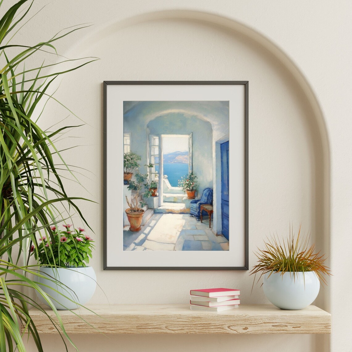 Greece Retro Santorini Mykonos Travel Poster Print - Image 2
