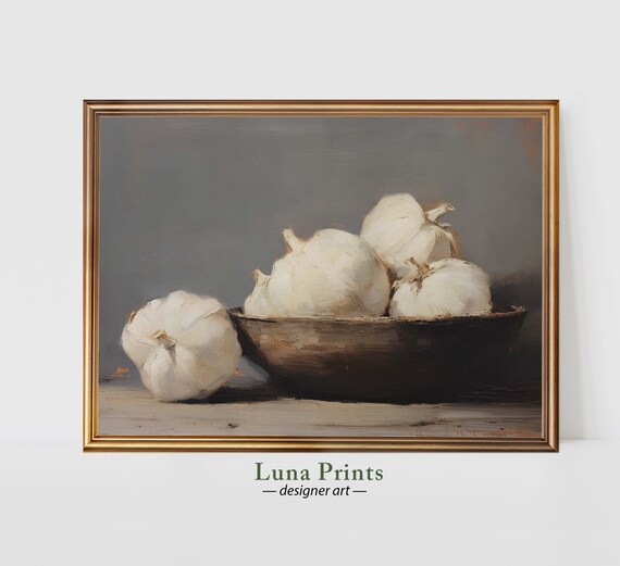 Rustic White Gourds Painting Art Neutral Fall